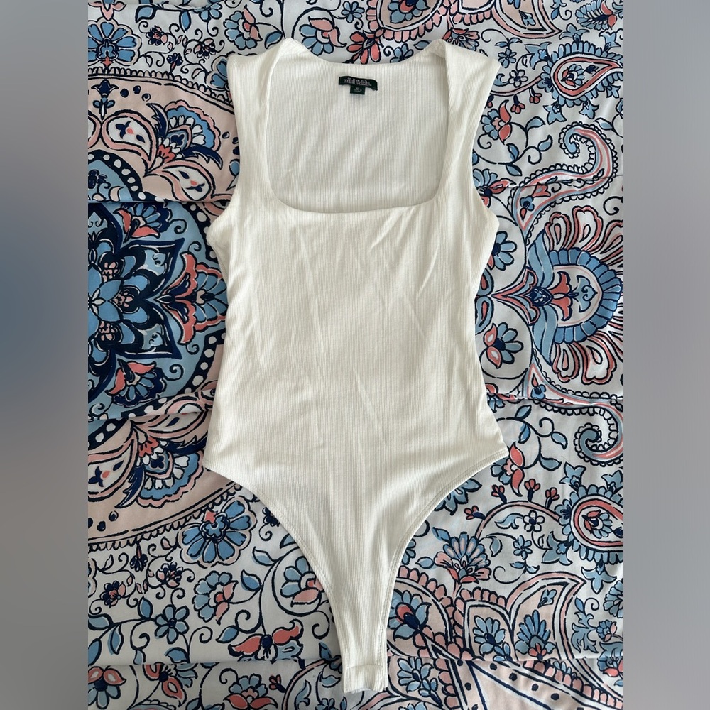 White and black square cut bodysuits